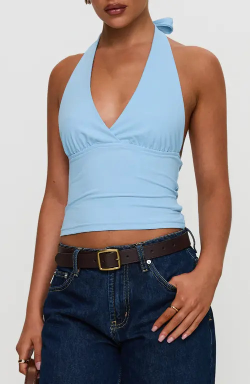 Princess Polly Whimsy Halter Top in Blue at Nordstrom, Size 8 | Nordstrom