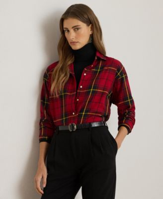 Lauren Ralph Lauren Women's Relaxed Fit Checked Plaid Shirt - Macy's | Macy's