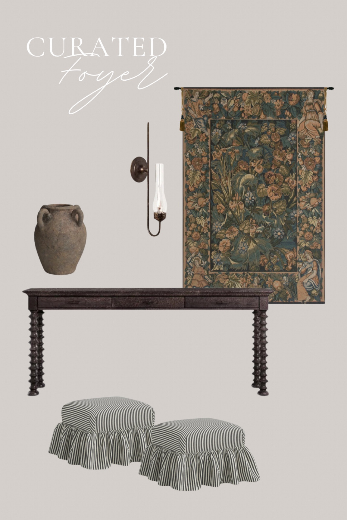 Curated foyer

Wayfair finds , sconce, vintage inspired sconce, vintage sconce, consult table, vintage vase, upholstered ottoman, ottoman, skirted ottoman, striped ottoman

#LTKHome #LTKSaleAlert #LTKSeasonal