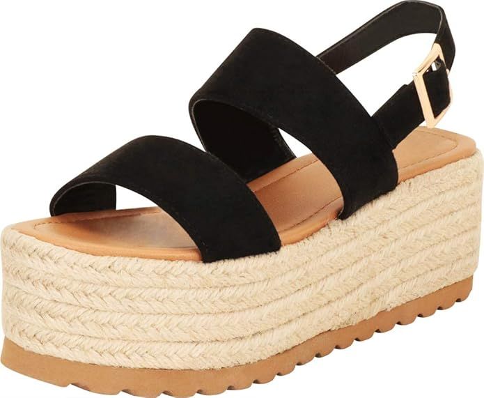 Cambridge Select Women's Two-Strap Slingback Chunky Espadrille Flatform Sandal | Amazon (US)