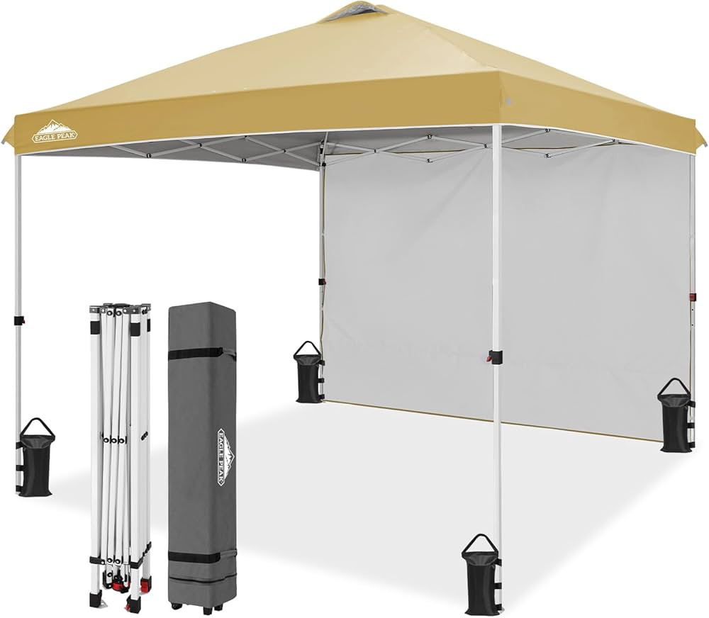 EAGLE PEAK Commercial Pop up Canopy with 1 Sidewall, Heavy Duty Canopy Tent 10x10, Roller Bag and... | Amazon (US)