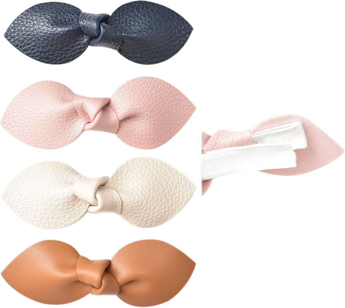California Tot Non Slip Fully Lined Alligator Faux Leather Bow Hair Clips in Assorted Pack | Amazon (US)