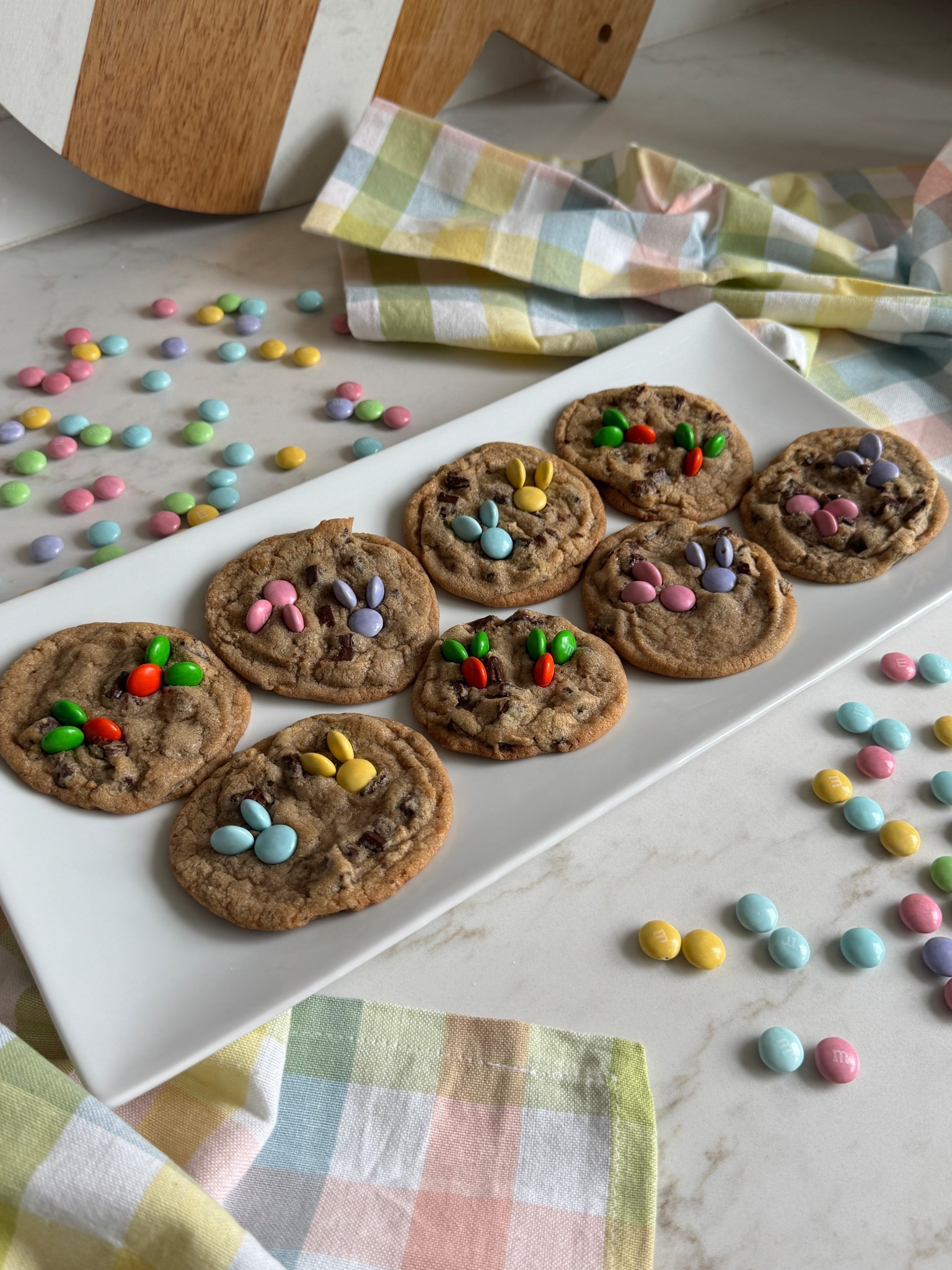 The easiest last-minute Easter dessert 🐰✨

Grab your favorite cookie dough, bake, and press in Easter-colored M&Ms while they’re still warm—done in minutes but looks so cute and festive.