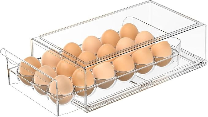 Egg Storage for Refrigerator, Stackable 18 Egg Holder for Fridge, BPA Free Refrigerator Organizer... | Amazon (US)