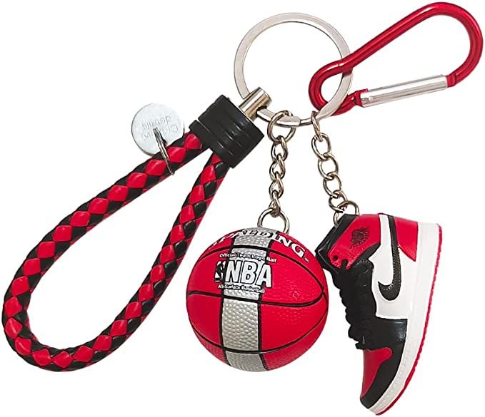 Sneaker Keychain Jordan's Retro ⅠShoe Key Chain for Men & Women (Black-Red) | Amazon (US)