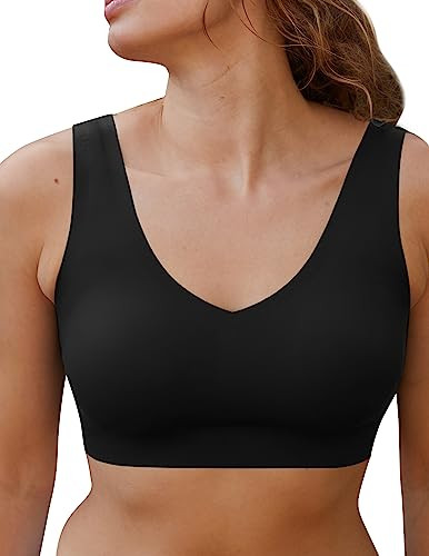 EBY Women's Plus Size Wireless Bralette, Black, Small-DD | Amazon (US)