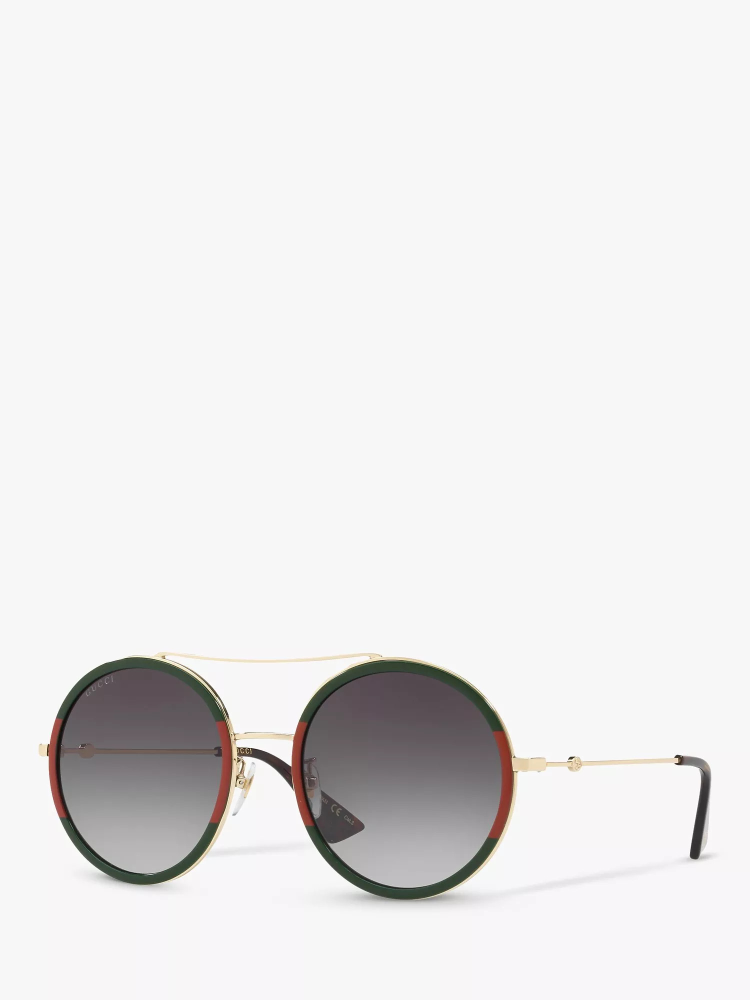 Gucci GG0061S Women's Polarised Round Sunglasses, Gold/Grey Gradient | John Lewis (UK)