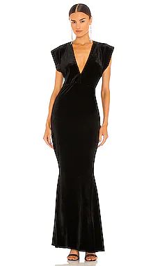 Norma Kamali V Neck Rectangle Gown in Black from Revolve.com | Revolve Clothing (Global)