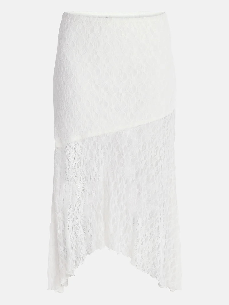 No Boundaries Asymmetrical Lace Midi Skirt, Women's XXS-XXL | Walmart (US)