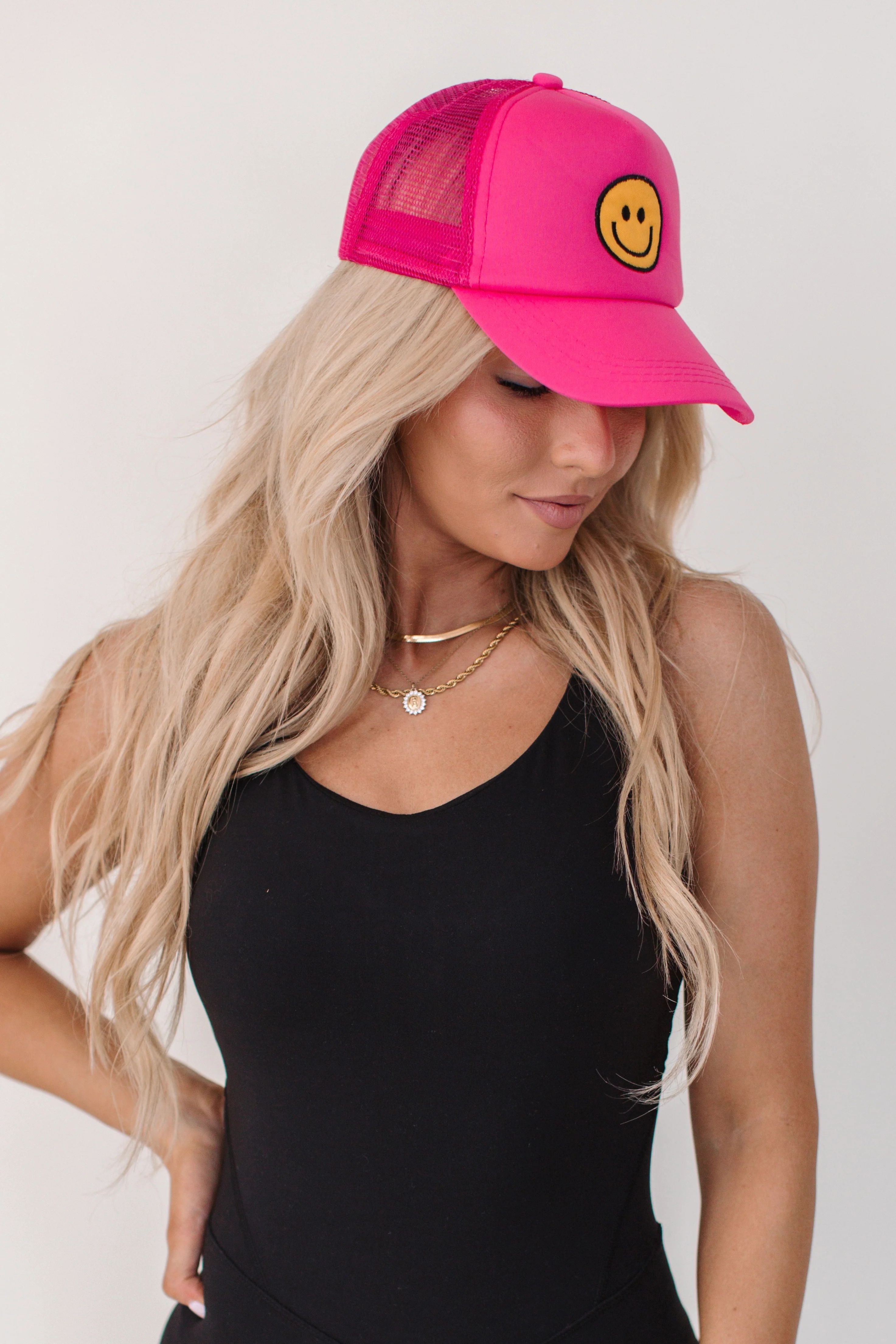 Hot Pink Smiley Trucker Hat | The Post