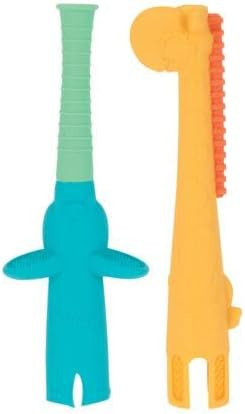 Nuby Tube Teether - (2-Pack) Baby Teething Toy - 3+ Months - Elephant and Giraffe | Amazon (US)