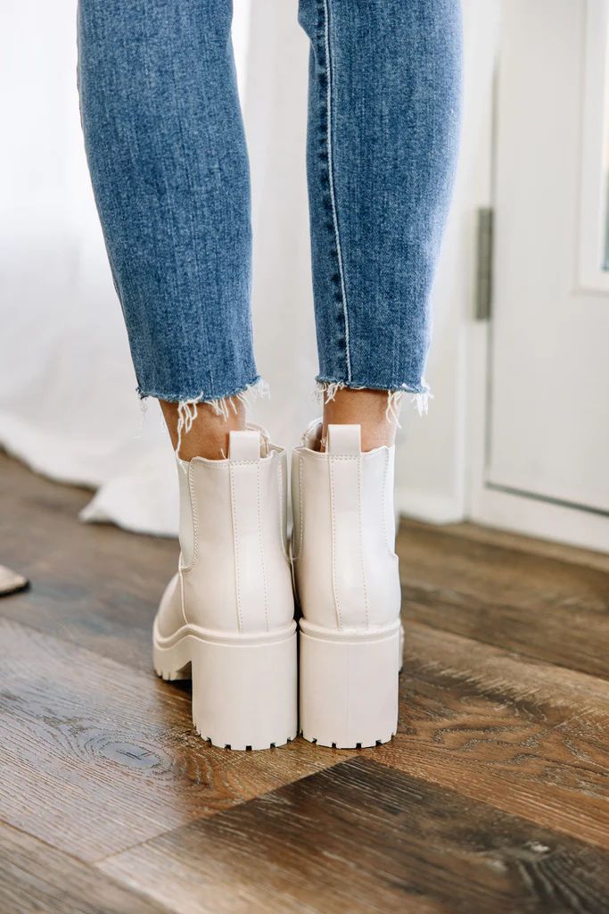 Tell Me More Cream White Chelsea Booties | The Mint Julep Boutique