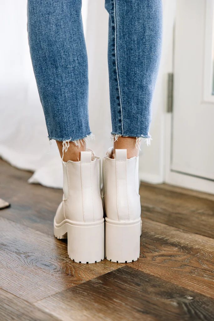 Tell Me More Cream White Chelsea Booties | The Mint Julep Boutique