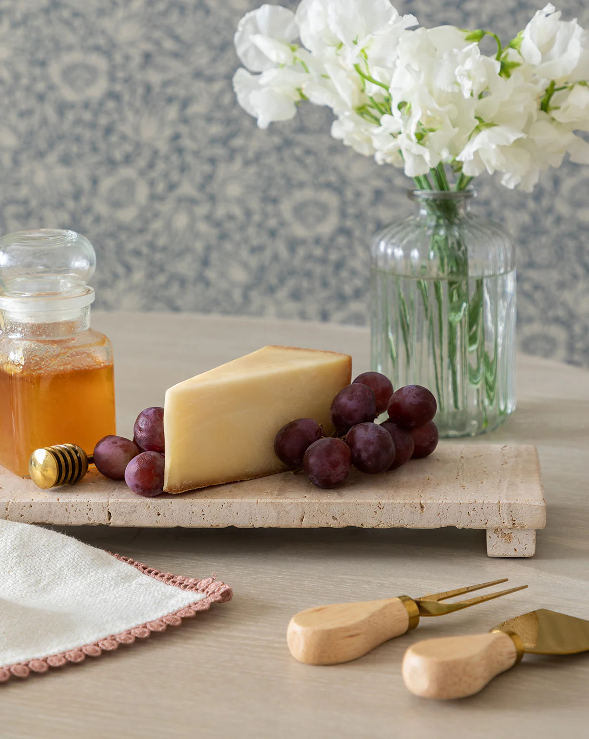 Beige Travertine Footed Serving Board | McGee & Co. (US)