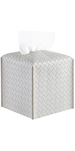 Tissue Box Cover, Square Tissue Box Holder PU Leather Decorative Accessories for Bathroom Vanity Cou | Amazon (US)