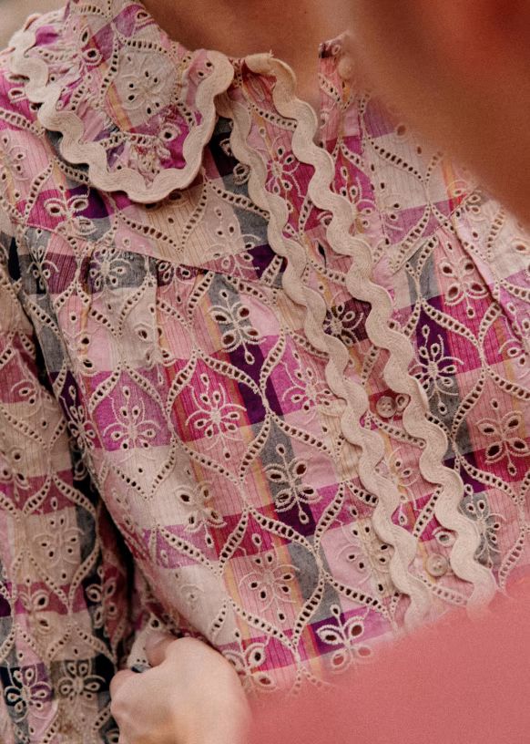 Pampa Shirt - Multicoloured embroidery - Viscose - Sézane | Sezane Paris