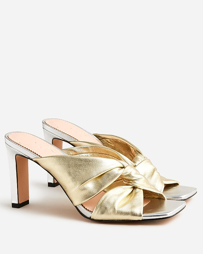 Ava twist-knot heels in metallic leather | J. Crew US
