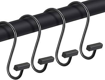 Black Shower Curtain Hooks, Rust Proof Shower Curtain Rings for Bathroom, CHICTIE Modern Metal De... | Amazon (US)
