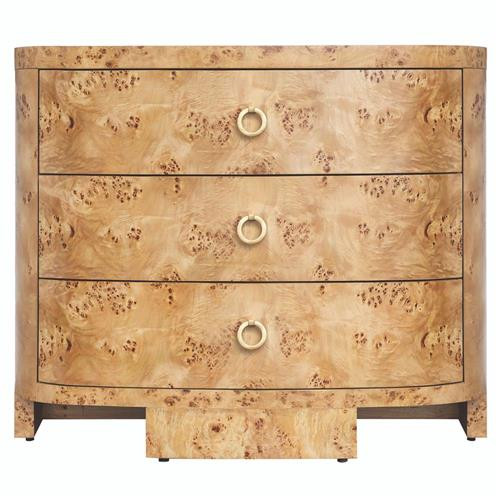 Worlds Away Henry Modern Classic Brown Burl Brass Pull Bachelor Chest | Kathy Kuo Home