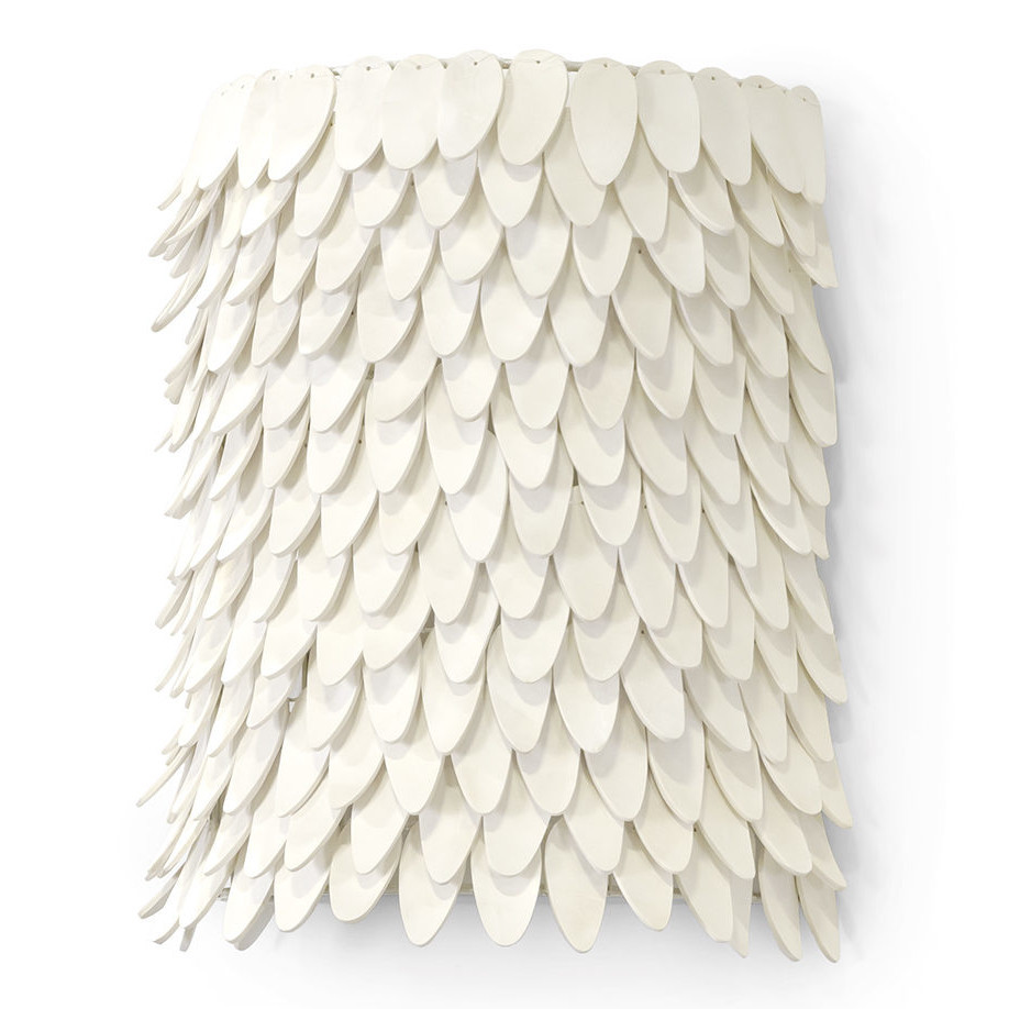 Palecek Mariposa Coastal Beach Off White Coconut Shells Wall Sconce | Kathy Kuo Home