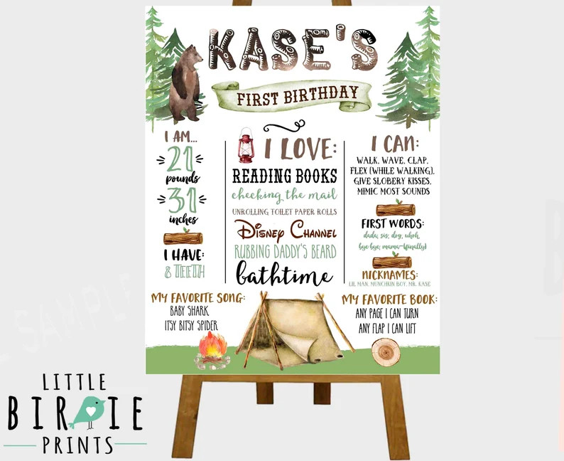 ONE HAPPY CAMPER Milestone poster to match one happy camper invitation Camping first birthday Bea... | Etsy (US)