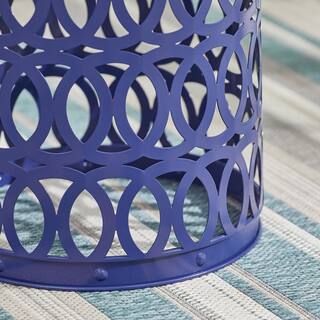 Hampton Bay 19.5 in. H Twilight Blue Metal Round Outdoor Side Table HD21ON005T - The Home Depot | The Home Depot