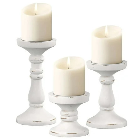 Barnyard Designs Pillar Candle Holder for Pillar Candles Tall Wooden Candlestick Holders Farmhouse C | Walmart (US)