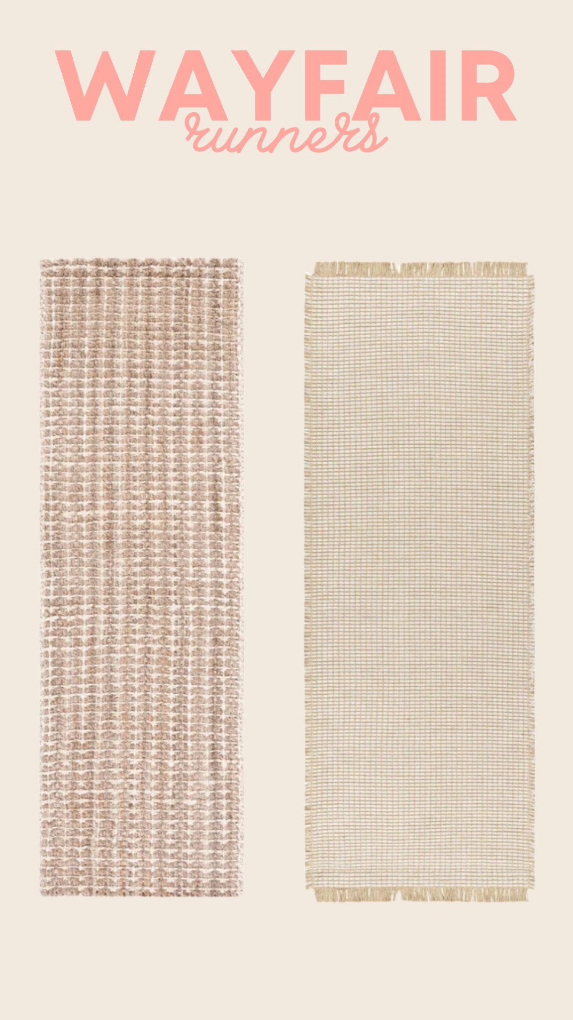 Wayfair runners neutral slightly checkered 
Wayfair rug runners 

#LTKU #LTKhome