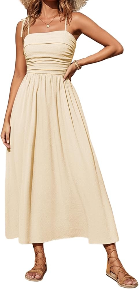 Sunny Spirit Women's Sleeveless Spaghetti Strap Maxi Dress 2026 Casual Boho Summer Dresses Smocke... | Amazon (US)