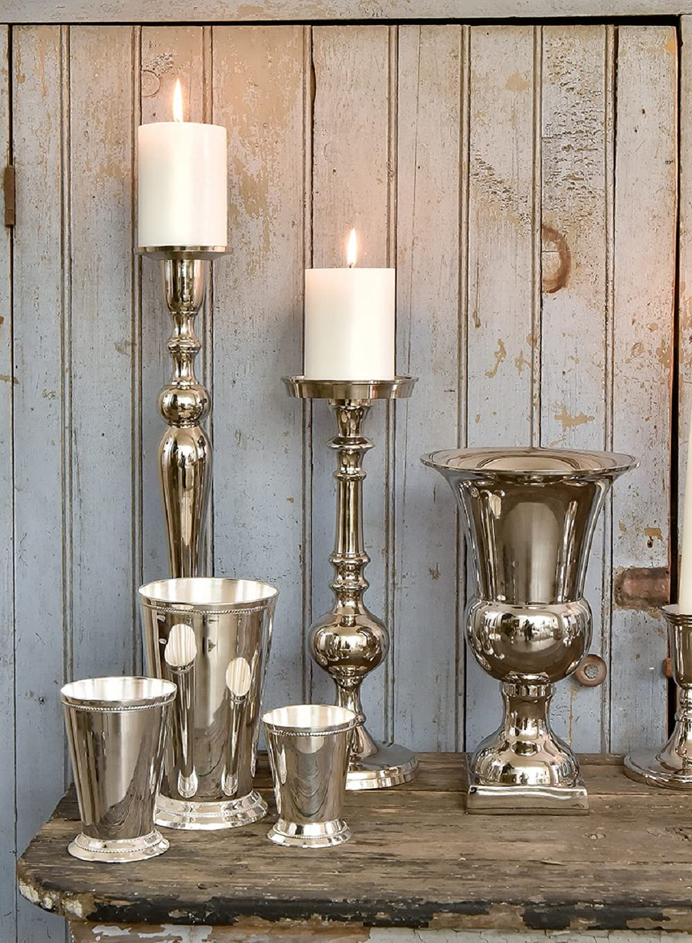 Serene Spaces Living Silver Julep, Mint Julep Glasses use as Flower Vase, Floral Centerpiece at W... | Amazon (US)