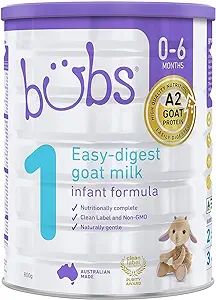 Aussie Bubs Goat Milk Infant Formula Stage 1, 800g Non-GMO | Amazon (US)