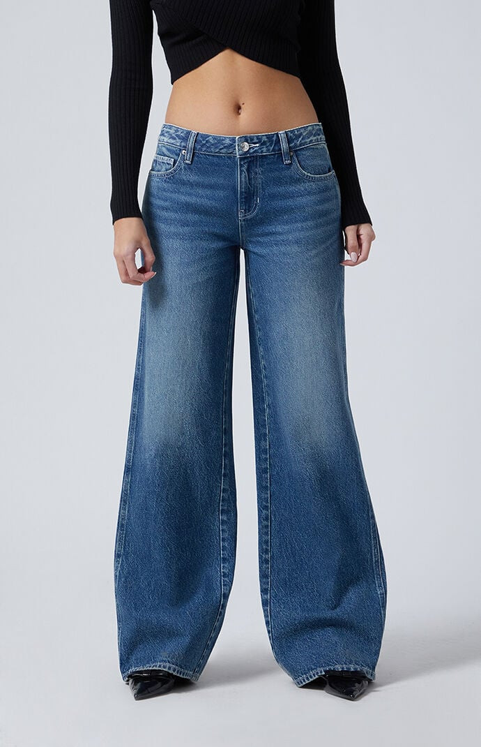PacSun Women's Casey Medium Indigo Low Rise Baggy Jeans | PacSun