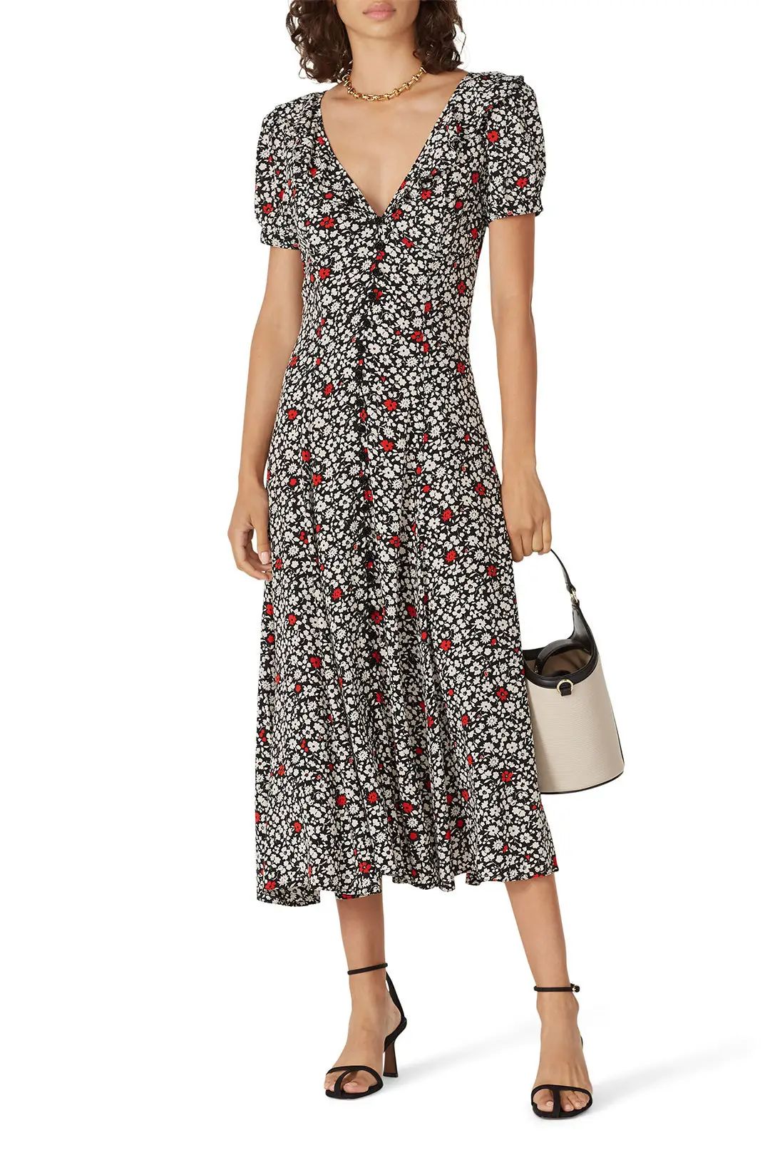 Polo Ralph Lauren Black Floral Short Sleeves Dress | Rent The Runway