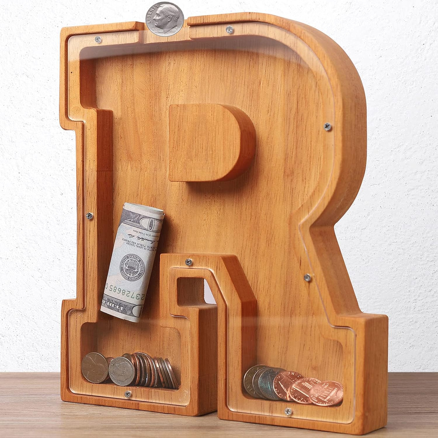 Wooden Letter Piggy Bank for Kids Boys Girls Large 26 Alphabet Money Bank Personalized Custom Nam... | Amazon (US)