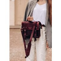 Small Burgundy Leather Satchel Crossbody Bag | Vintage Style Genuine For Women Elegant & Compact Purse | Etsy (US)