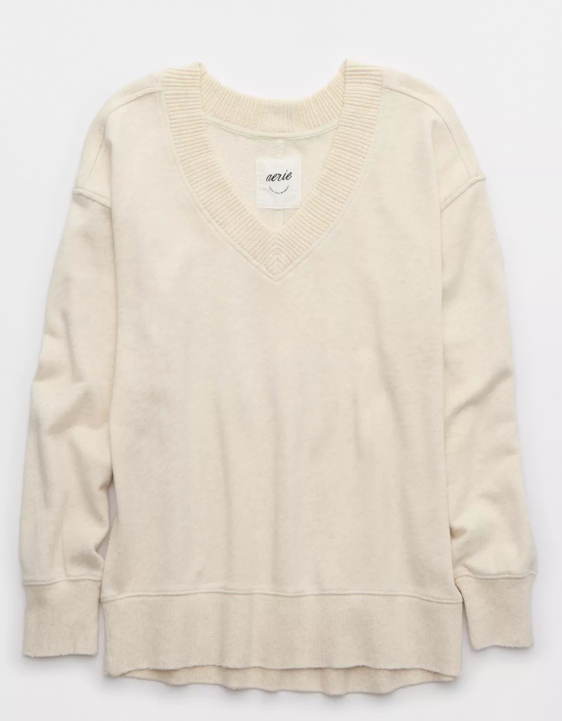 Aerie Sweater Trim V-Neck Sweatshirt | Aerie