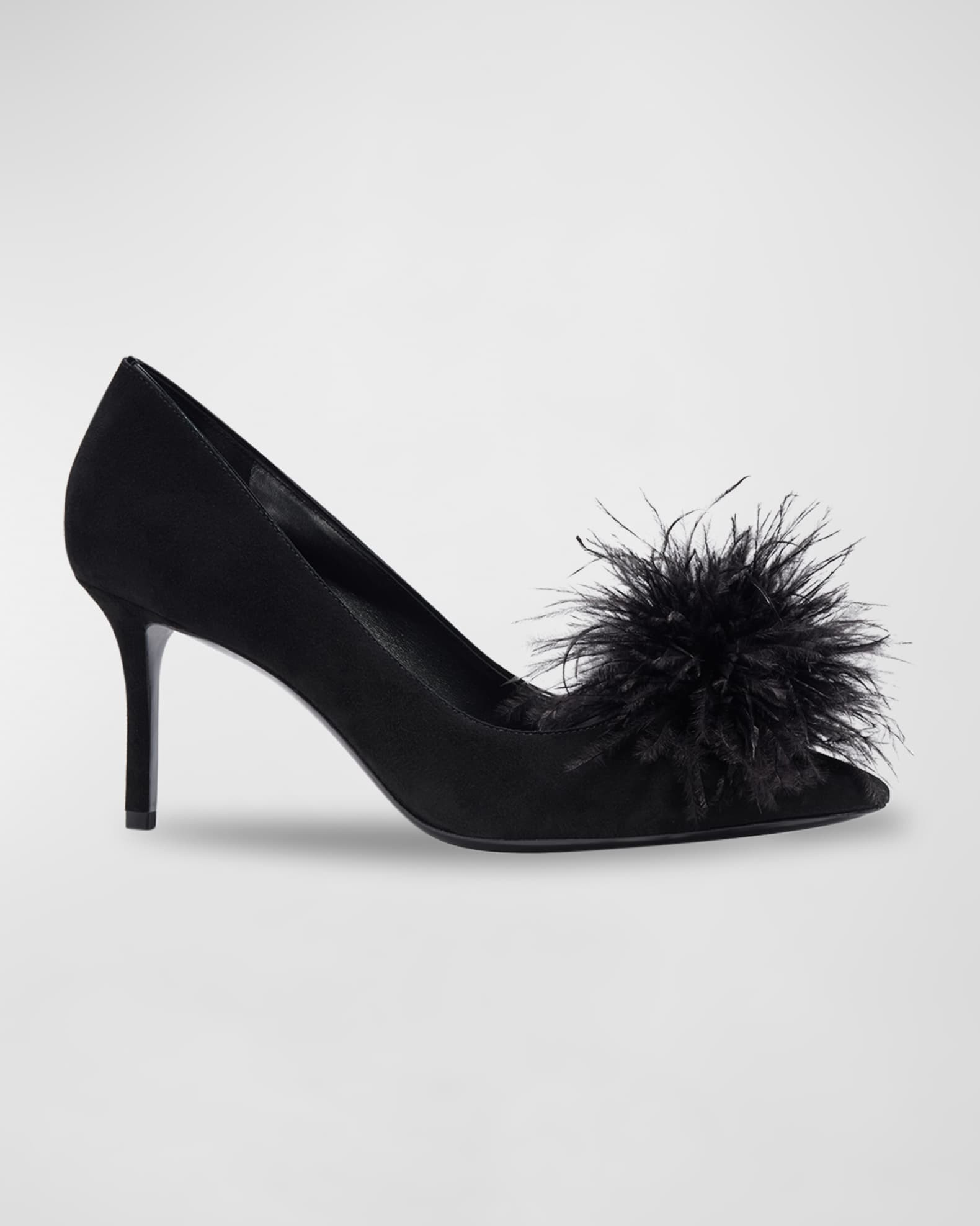 marabou suede feather pom pumps | Neiman Marcus