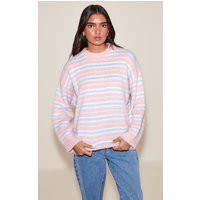 Pink Striped Brushed Knit Jumper | PrettyLittleThing UK