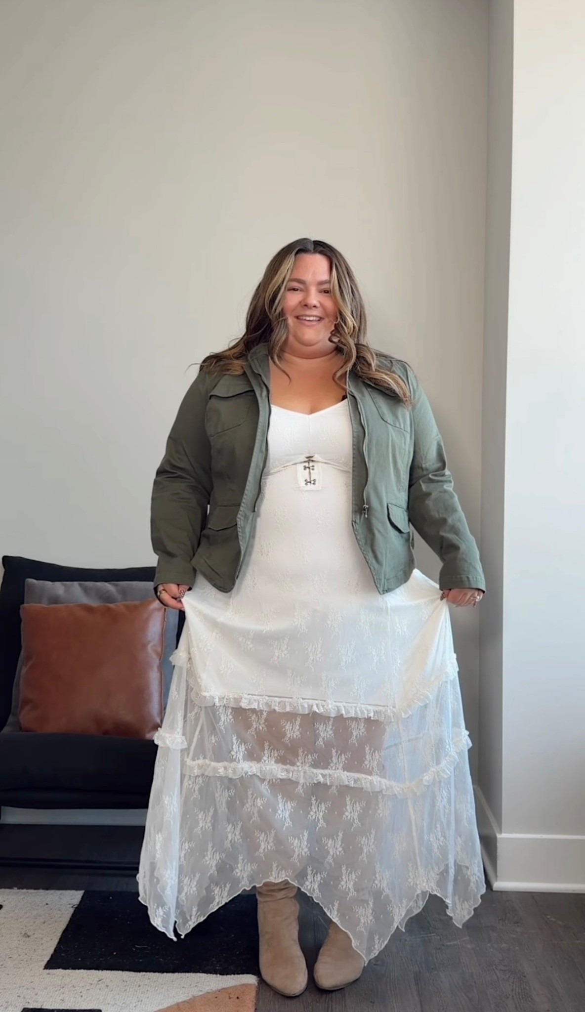 Plus size pumpkin patch fall outfit of the day 
• military jacket: Torrid size 2
• plus size lace maxi dress: Torrid size 2 
• wide leg sweatpants: Torrid size 2
• wide calf boots: Torrid 


#LTKPlusSize #LTKMidsize #LTKSeasonal