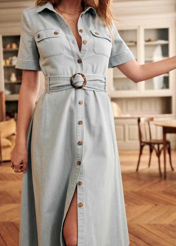Jeannette Dress - Light Denim - Organic Cotton - Sézane | Sezane Paris