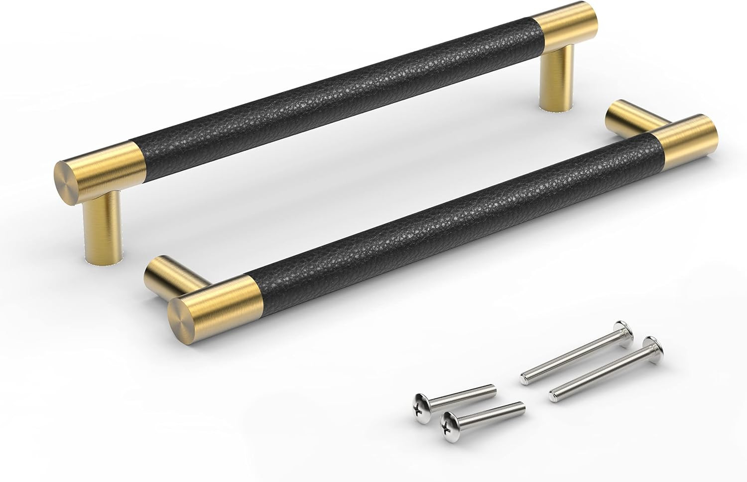 Bar Cabinet Handle Knob Pull Brushed Satin Gold/Brass Finish with Upholstered Black Leather 8.5" ... | Amazon (US)