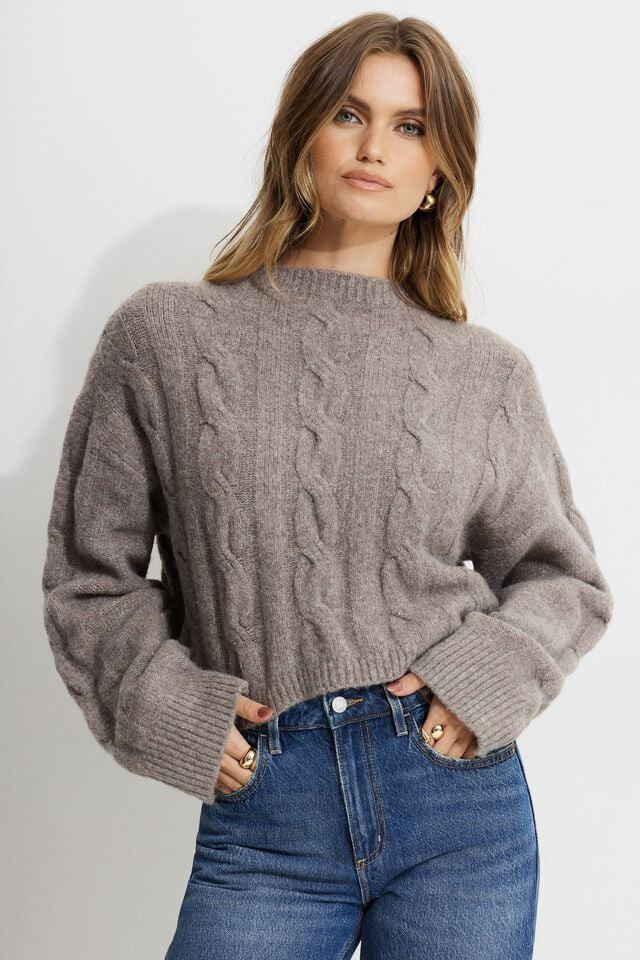 Heavenlyarn™ Luana Cable Knit Sweater | Dynamite Clothing