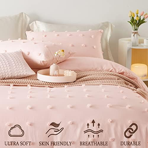 STUAA King Size Pom Pom Pink Comforter Set, 3PCS Comforter Sets Tufted Pom (1 Jacquard Comforter ... | Amazon (US)