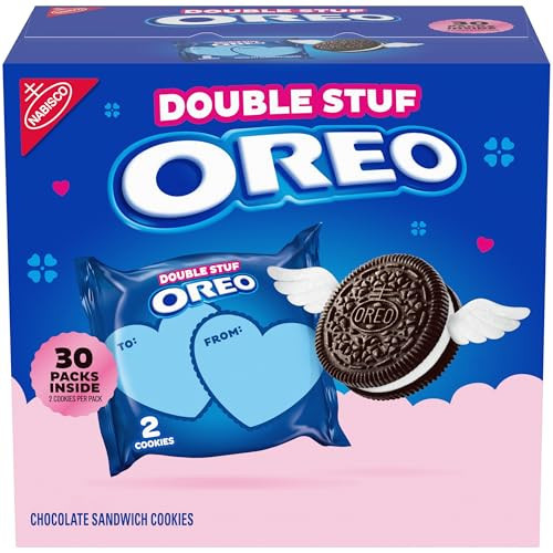 OREO Double Stuf Valentine's Day Chocolate Sandwich Cookies, Valentine Exchange Cookies, 30 2-Count Snack Packs | Amazon (US)