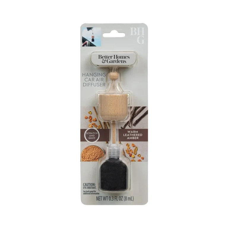 Better Homes & Gardens Warm Leather Amber Scented Hanging Car Diffuser, 0.3 fl (8 ml) | Walmart (US)