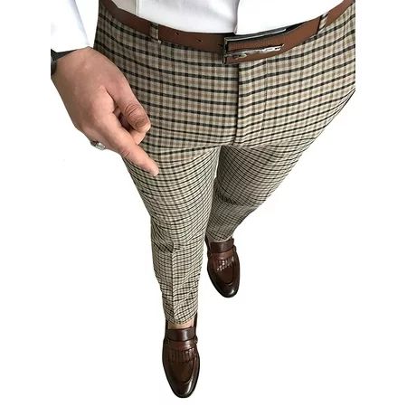 Avamo Men Leisure Elastic Waist Bottoms Summer Plaid Trousers Mens Zipper Loungewear Long Pants With | Walmart (US)