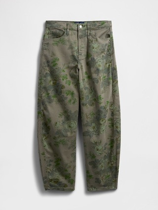 High Rise Print Barrel Jeans | Gap Factory