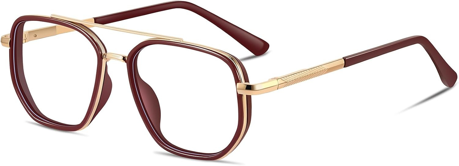 Aviator Blue Light Blocking Glasses for Women Men Trendy Metal Frame Computer TV Eyeglasses Anti Eyestrain | Amazon (US)
