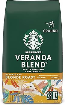 Starbucks Ground Coffee, Starbucks Blonde Roast Hot or Iced Coffee, Veranda Blend, 28 oz | Amazon (US)