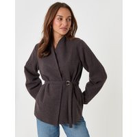 Faux Wool Cocoon Blazer in Brown Check | Threadbare UK